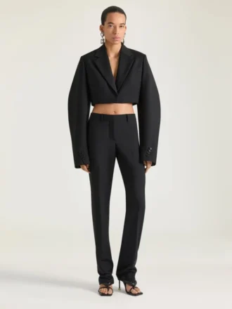 Veste cocon courte en laine et mohair
