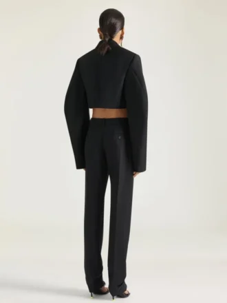 Veste cocon courte en laine et mohair