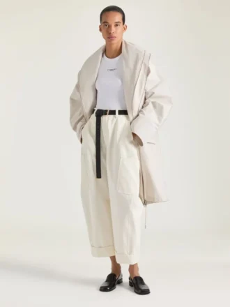 Veste courte ceinturée en coton et laine
