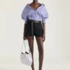 Petit sac cabas à facettes en cuir grainé