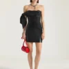 Mini-robe bustier en cuir nappa avec nœud Mini-robe bustier en cuir nappa avec nœud