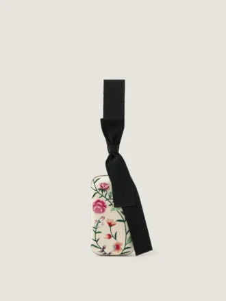 Pochette de soirée avec broderies florales et nœud
