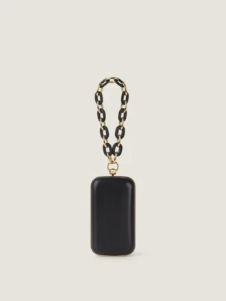 Pochette de soirée en cuir nappa avec chaîne