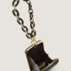 Pochette de soirée en cuir nappa avec chaîne