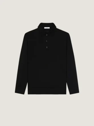 Polo en laine avec détails en gros-grain