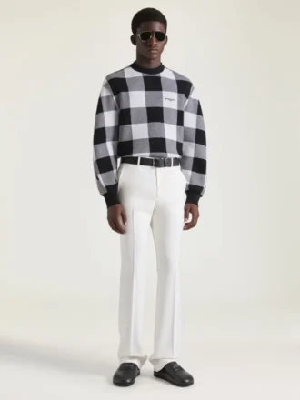 Pull à carreaux en laine brodé « Givenchy Paris »