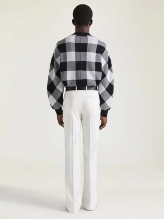 Pull à carreaux en laine brodé « Givenchy Paris »
