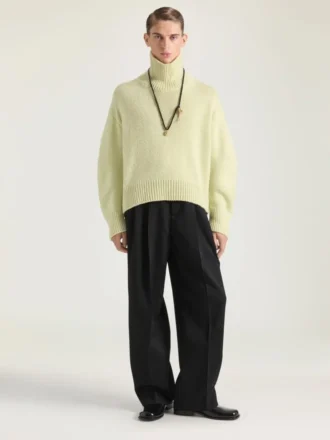 Pull à col roulé avec coutures couture en laine d&rsquo;alpaga et de yack