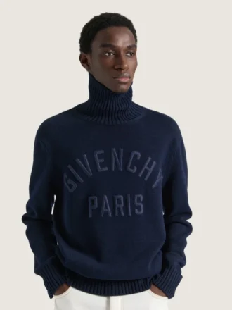Pull à col roulé en coton avec broderie Givenchy Paris