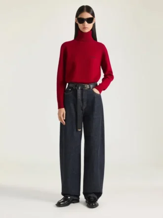 Pull à col roulé en laine et cachemire