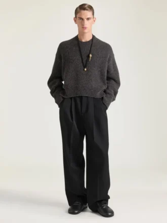 Pull à coutures couture en laine d&rsquo;alpaga et de yack