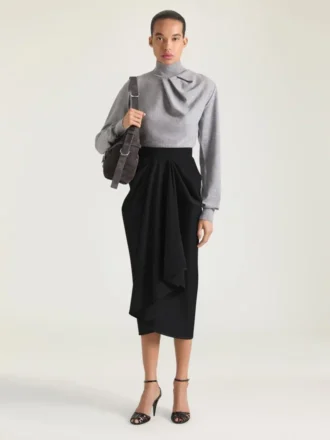 Pull drapé en laine