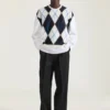 Pull en maille argyle à coutures couture