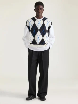 Pull en maille argyle à coutures couture