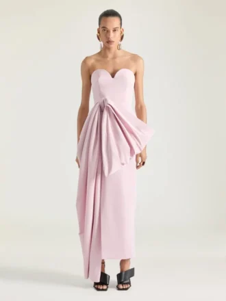 Robe bustier de soirée en polyfaille avec nœud