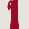 Robe bustier longue de soirée en crêpe avec nœud et paillettes Robe bustier longue de soirée en crêpe avec nœud et paillettes
