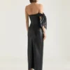 Robe bustier longue en cuir nappa avec nœud Robe bustier longue en cuir nappa avec nœud