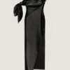 Robe bustier longue en cuir nappa avec nœud Robe bustier longue en cuir nappa avec nœud