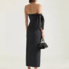 Robe bustier longue en laine avec nœud Robe bustier longue en laine avec nœud
