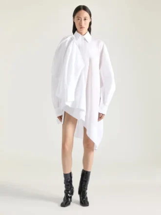 Robe chemise asymétrique en coton avec nœud