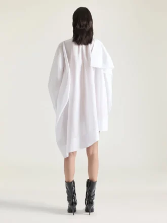 Robe chemise asymétrique en coton avec nœud