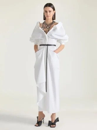 Double ceinture en cuir grainé
