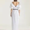 Robe chemise longue fendue en popeline Robe chemise longue fendue en popeline