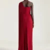 Robe de soirée asymétrique en crêpe cady Robe de soirée asymétrique en crêpe cady
