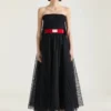 Robe de soirée bustier à cape dans le dos en dentelle