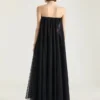 Robe de soirée bustier à cape dans le dos en dentelle