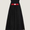 Robe de soirée bustier à cape dans le dos en dentelle