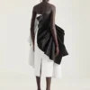 Robe de soirée bustier drapée en satin avec nœud Robe de soirée bustier drapée en satin avec nœud