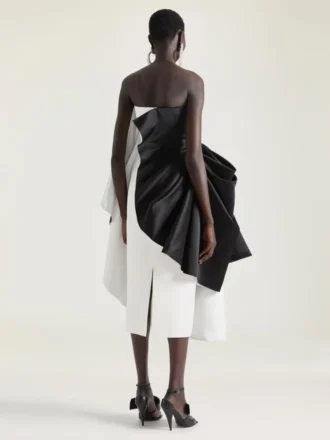Robe de soirée bustier drapée en satin avec nœud Robe de soirée bustier drapée en satin avec nœud