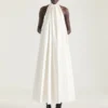 Robe de soirée à col licou en cuir