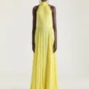 Robe de soirée à col licou en mousseline de soie avec nœud Robe de soirée à col licou en mousseline de soie avec nœud