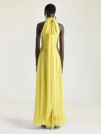 Robe de soirée à col licou en mousseline de soie avec nœud Robe de soirée à col licou en mousseline de soie avec nœud