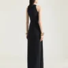 Robe de soirée drapée à col licou en crêpe cady