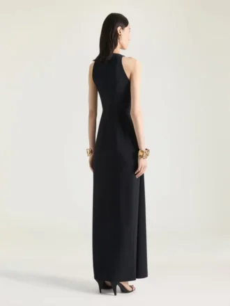 Robe de soirée drapée à col licou en crêpe cady