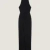 Robe de soirée drapée à col licou en crêpe cady