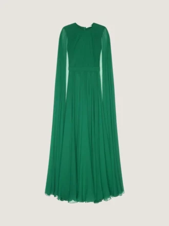 Robe de soirée en crêpon de soie avec cape Robe de soirée en crêpon de soie avec cape