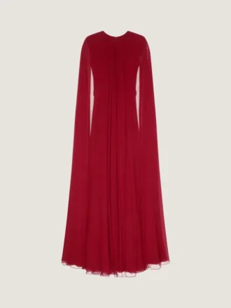 Robe de soirée en crêpon de soie avec cape Robe de soirée en crêpon de soie avec cape