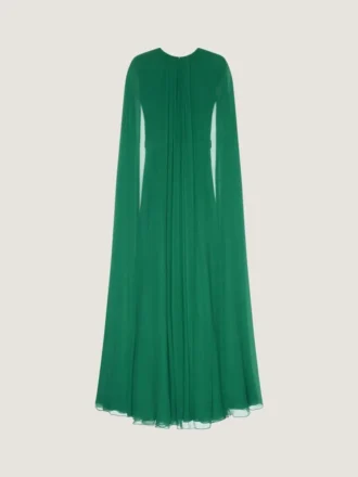 Robe de soirée en crêpon de soie avec cape Robe de soirée en crêpon de soie avec cape