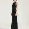 Robe dos nu en crêpe et satin Robe dos nu en crêpe et satin