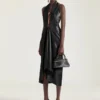 Robe drapée en cuir nappa Robe drapée en cuir nappa