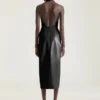 Robe drapée en cuir nappa Robe drapée en cuir nappa