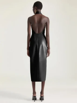 Robe drapée en cuir nappa Robe drapée en cuir nappa