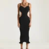 Robe fendue en maille côtelée Robe fendue en maille côtelée