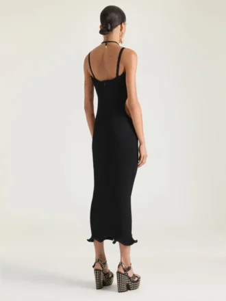 Robe fendue en maille côtelée