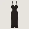 Robe fendue en maille côtelée Robe fendue en maille côtelée