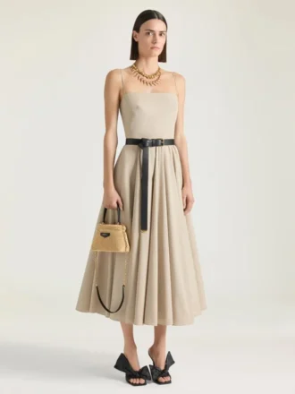 Robe longue à découpes en popeline